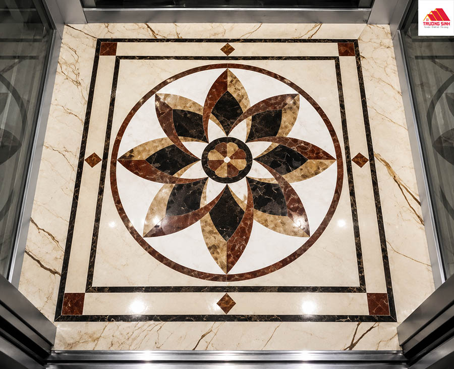 Decor sàn thang máy ốp đá granite